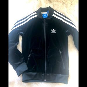 Adidas Black Velour Track Jacket